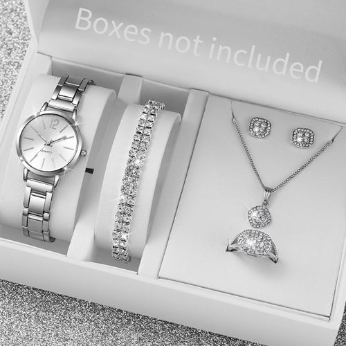 5/6PCS Fashion Women Watches Jewelry Set Luxury Analog Quartz Watch for Women Reloj Mujer Girls Clock Gift（Without Box）