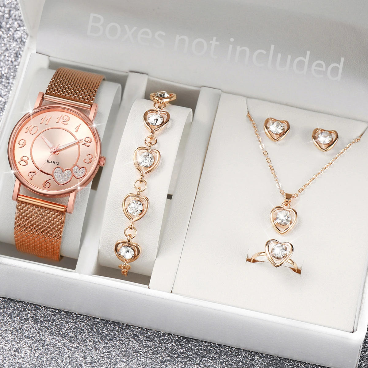 LuxeHeart™ Women’s Watch & Jewelry Set (5PCS)